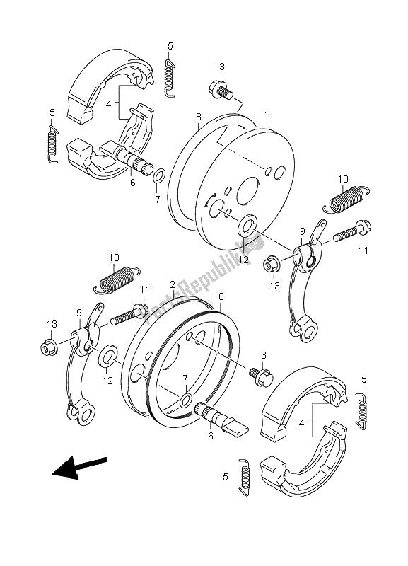 All parts for the Front Brake of the Suzuki LT Z 50 4T Quadsport 2010