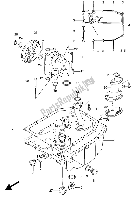 Todas las partes para Cárter De Aceite Y Bomba De Aceite de Suzuki RF 600 RU 1993