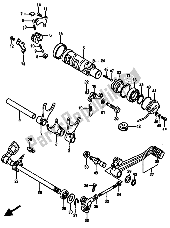 All parts for the Gear Shifting of the Suzuki GSX R 750 1985