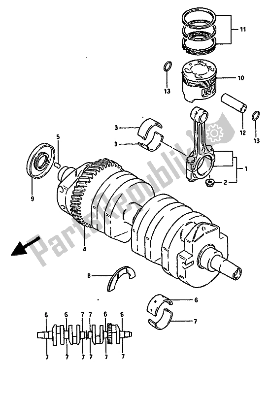 Todas as partes de Virabrequim do Suzuki GSX 550 Esfu 1987