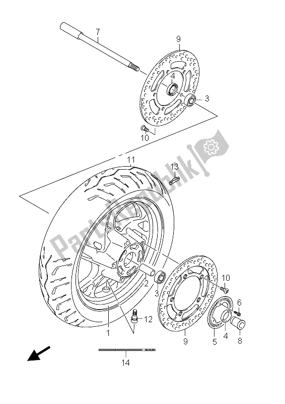 Todas las partes para Rueda Delantera (an400a E19) de Suzuki Burgman AN 400 AZA 2012