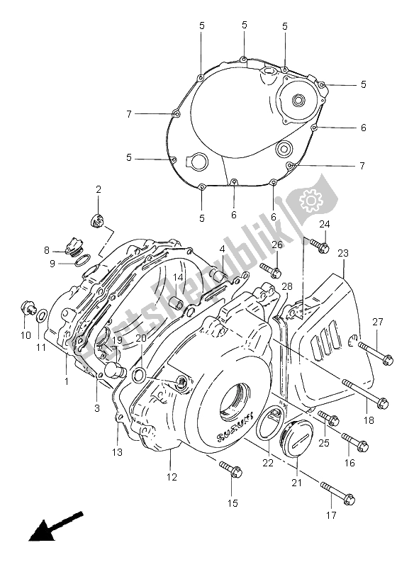 All parts for the Crankcase Cover of the Suzuki GN 250E 1999