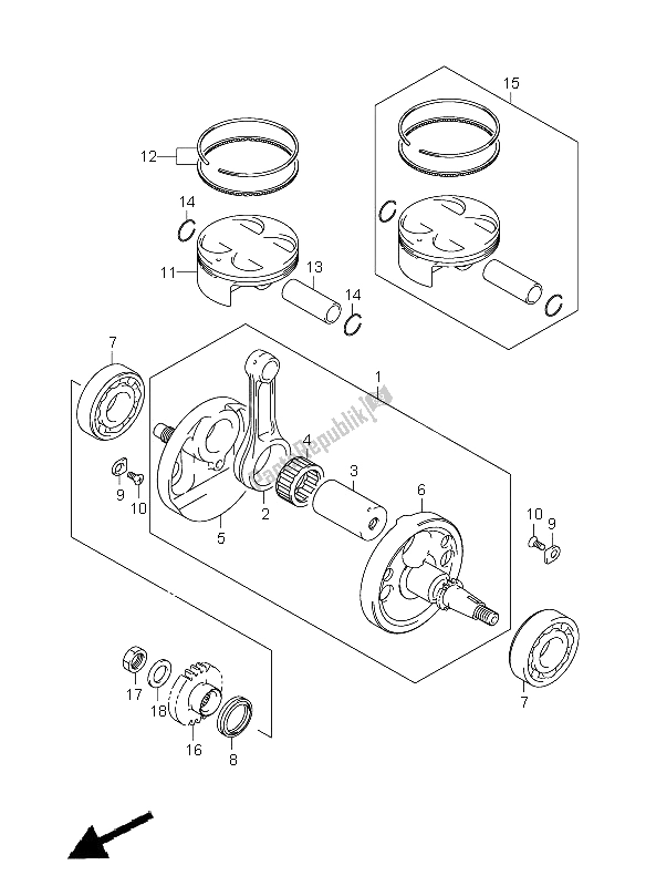 Toutes les pièces pour le Vilebrequin du Suzuki RM Z 450 2005