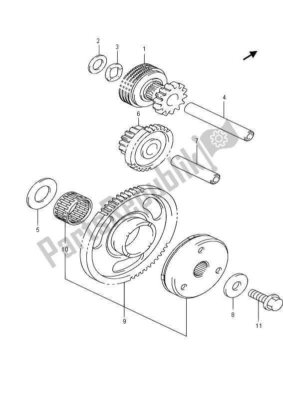 All parts for the Starter Clutch of the Suzuki AN 650Z Burgman Executive 2014