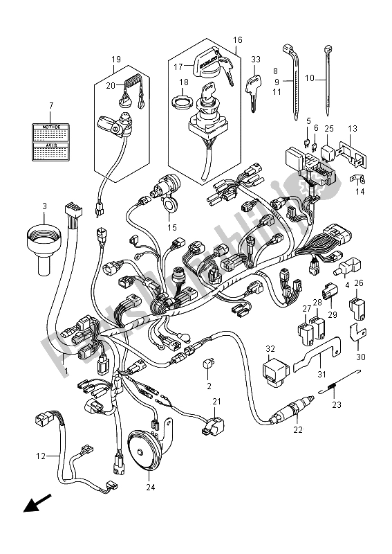 Todas as partes de Chicote De Fiação do Suzuki LT A 750 Xpvzv Kingquad AXI 4X4 2015