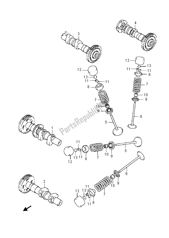Todas las partes para árbol De Levas Y Válvula de Suzuki DL 1000A V Strom 2014