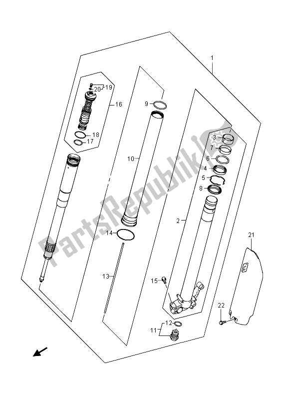 Tutte le parti per il Ammortizzatore Forcella Anteriore Sinistro del Suzuki RM Z 450 2014