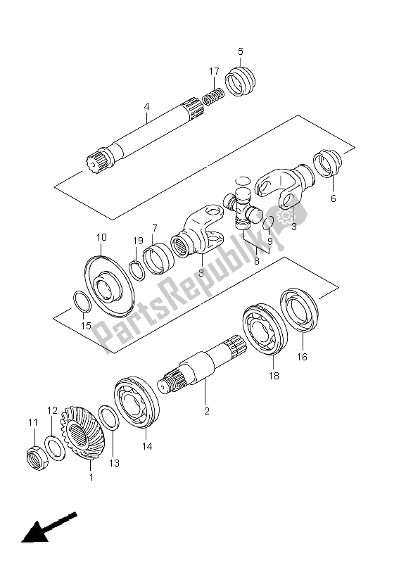 All parts for the Secondary Drive of the Suzuki LT F 250 Ozark 2012