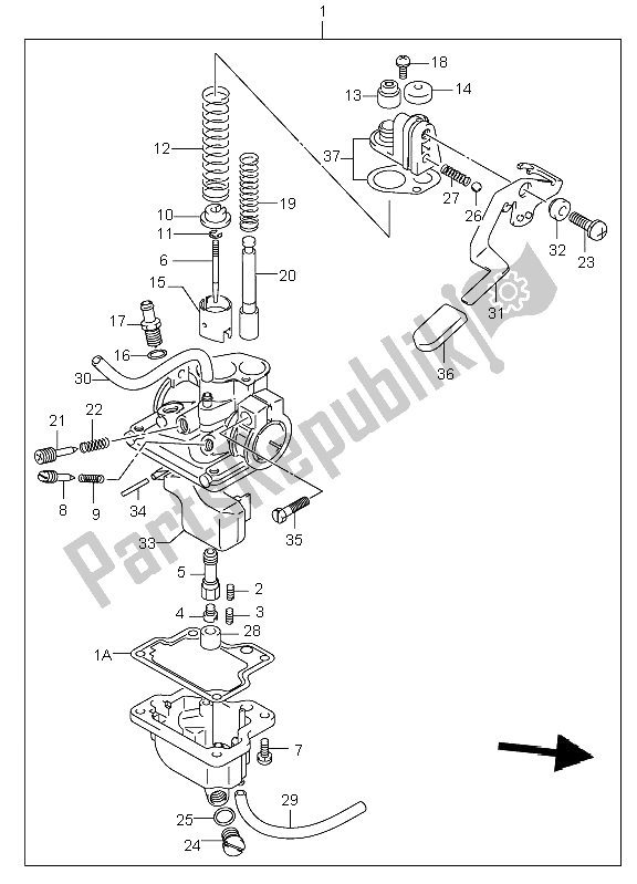 Alle onderdelen voor de Carburator van de Suzuki LT A 50 Quadsport 2005