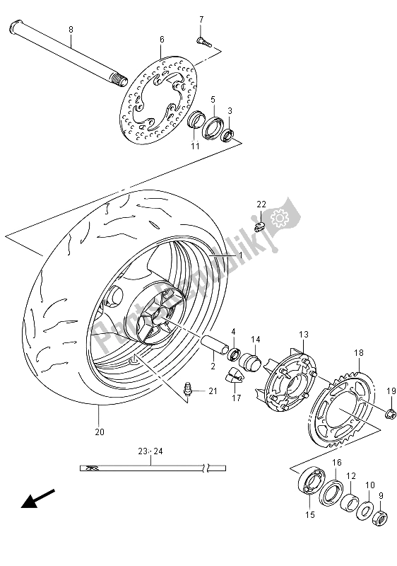 Tutte le parti per il Ruota Posteriore del Suzuki GSX R 750 2015