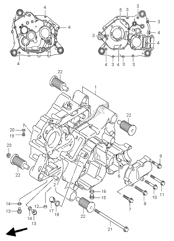 All parts for the Crankcase of the Suzuki LT F 250 Ozark 2002