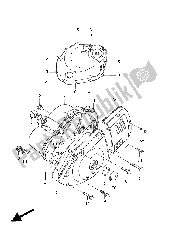 Toutes les pièces pour le Couvercle De Carter du Suzuki GN 125E 2001