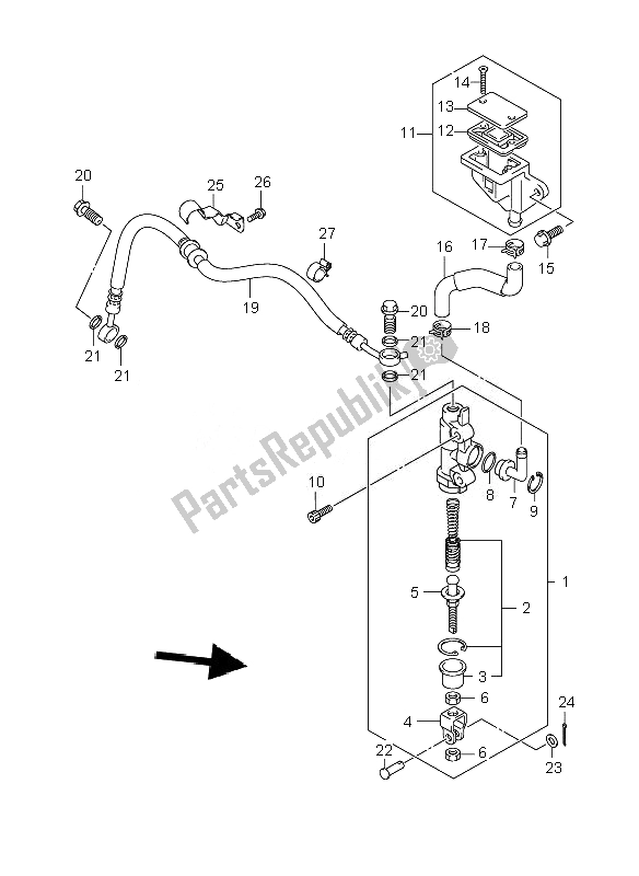 Tutte le parti per il Pompa Freno Posteriore (gsr600-u) del Suzuki GSR 600A 2007