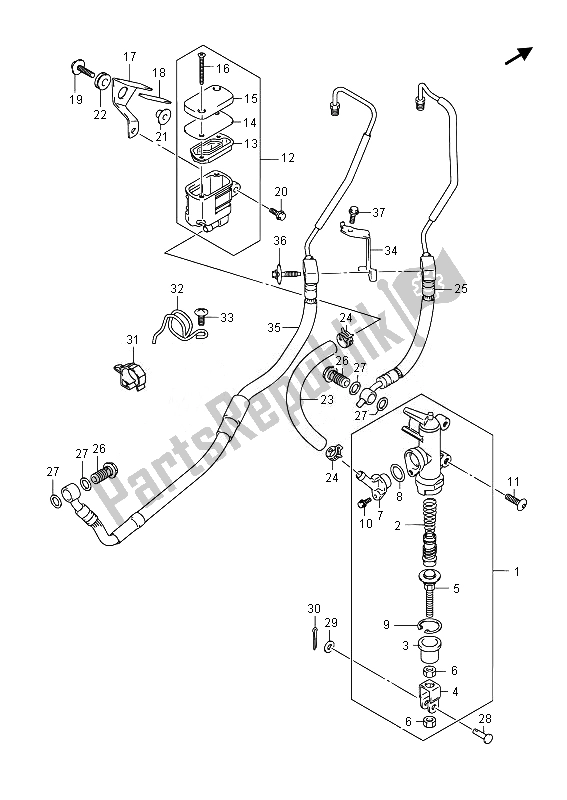 All parts for the Rear Master Cylinder (gsr750aue) of the Suzuki GSR 750A 2014