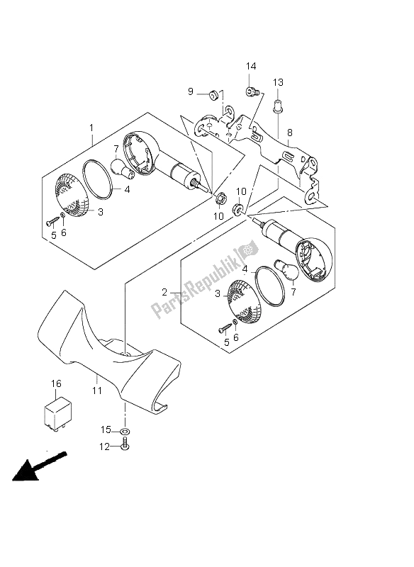 Toutes les pièces pour le Feu Avant Clignotant du Suzuki VL 800 Volusia 2002