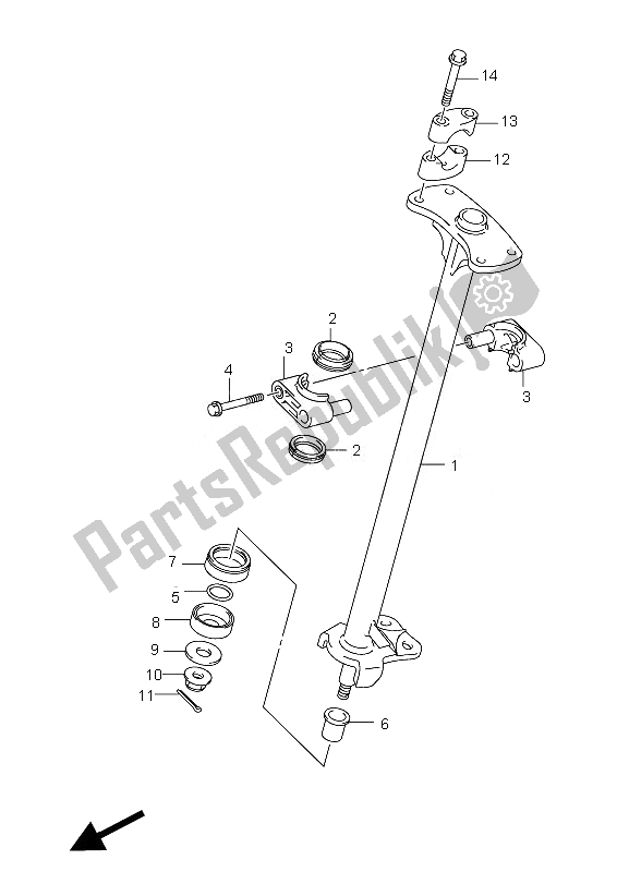 All parts for the Steering Shaft of the Suzuki LT F 250 Ozark 2010