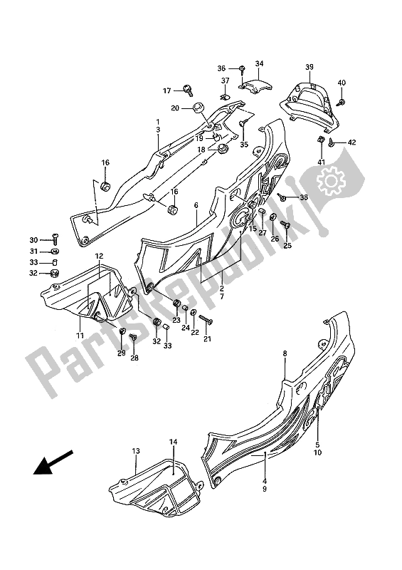 Alle onderdelen voor de Frame Afdekking van de Suzuki GSX R 750W 1992