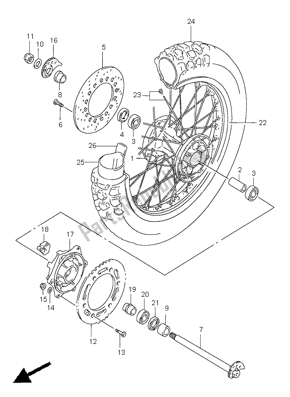 Tutte le parti per il Ruota Posteriore del Suzuki DR 650 SE 1999