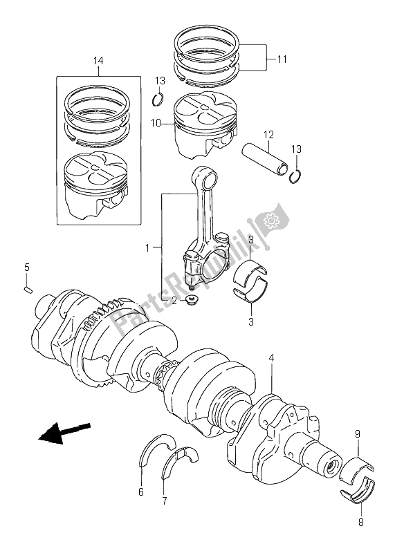 Todas las partes para Cigüeñal de Suzuki GSX 750F 1996