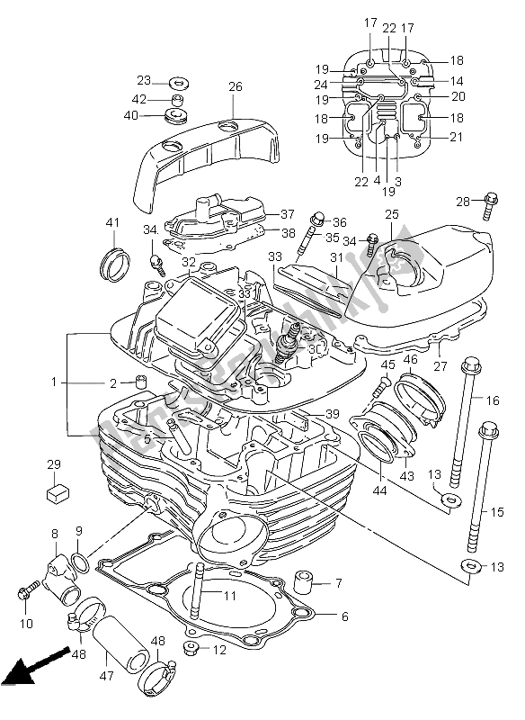Tutte le parti per il Testata (posteriore) del Suzuki VS 800 Intruder 2003