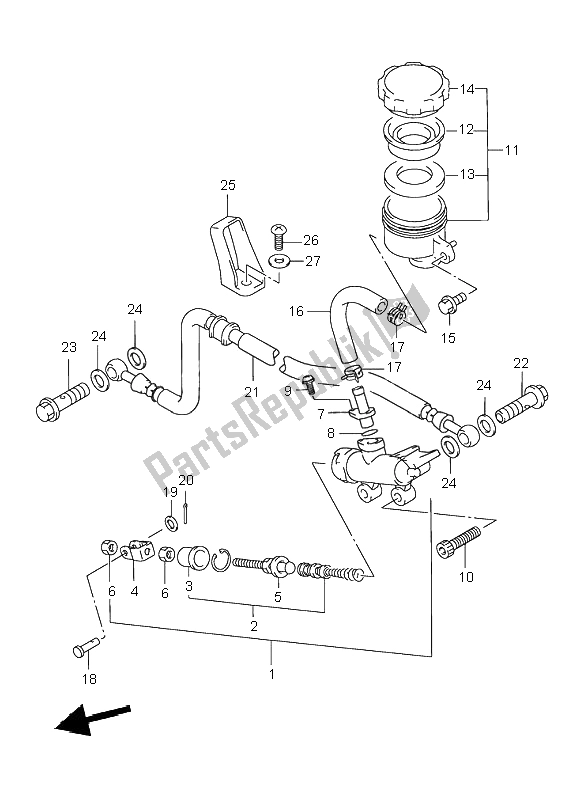 Toutes les pièces pour le Maître-cylindre Arrière du Suzuki GSX 750F 2001