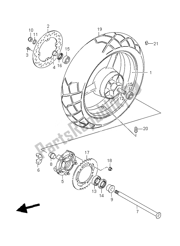 All parts for the Rear Wheel of the Suzuki DL 1000 V Strom 2007