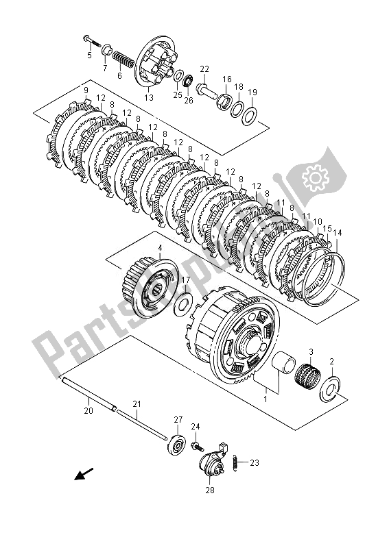 All parts for the Clutch of the Suzuki GSR 750A 2014