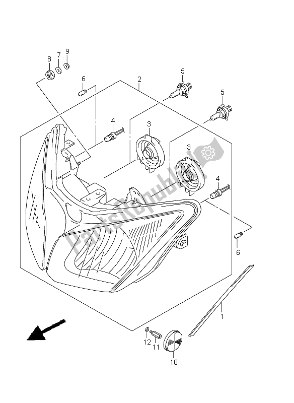 All parts for the Headlamp (dl650a E24) of the Suzuki DL 650A V Strom 2011