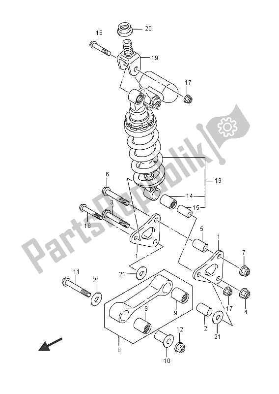 All parts for the Rear Cushion Lever of the Suzuki GSX R 600 2016