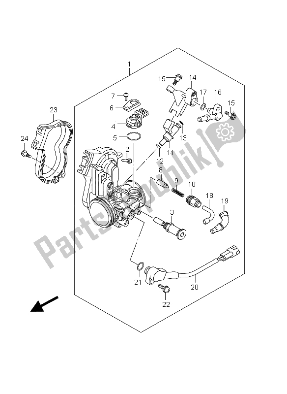 All parts for the Throttle Body of the Suzuki RM Z 250 2012