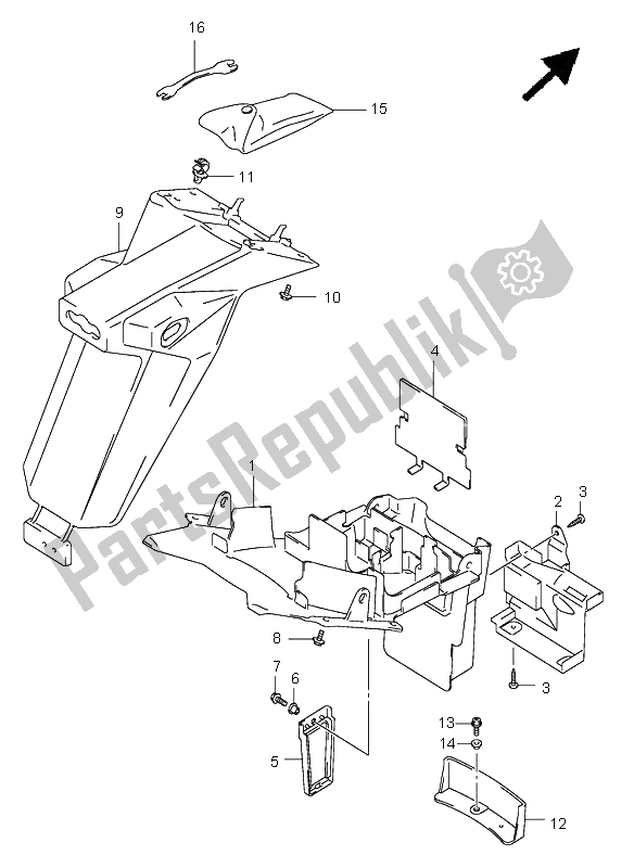 All parts for the Rear Fender of the Suzuki SV 1000 NS 2004