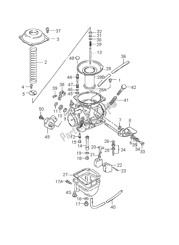 All parts for the Carburetor of the Suzuki GN 125E 1997