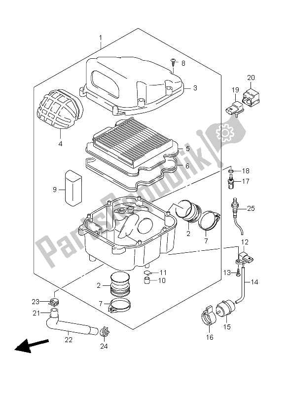 All parts for the Air Cleaner of the Suzuki DL 1000 V Strom 2009