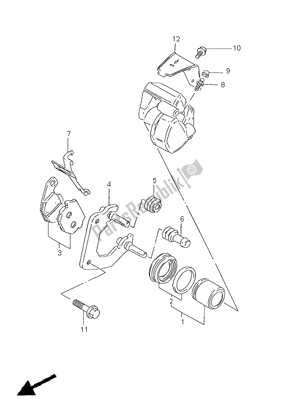 All parts for the Front Caliper of the Suzuki GN 125E 1997