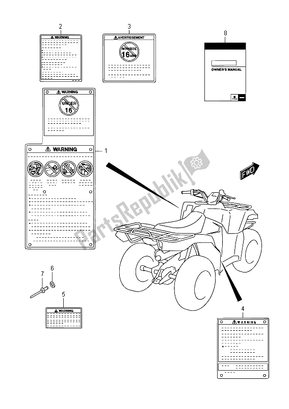 All parts for the Label (lt-a400f) of the Suzuki LT A 400 FZ Kingquad ASI 4X4 2015