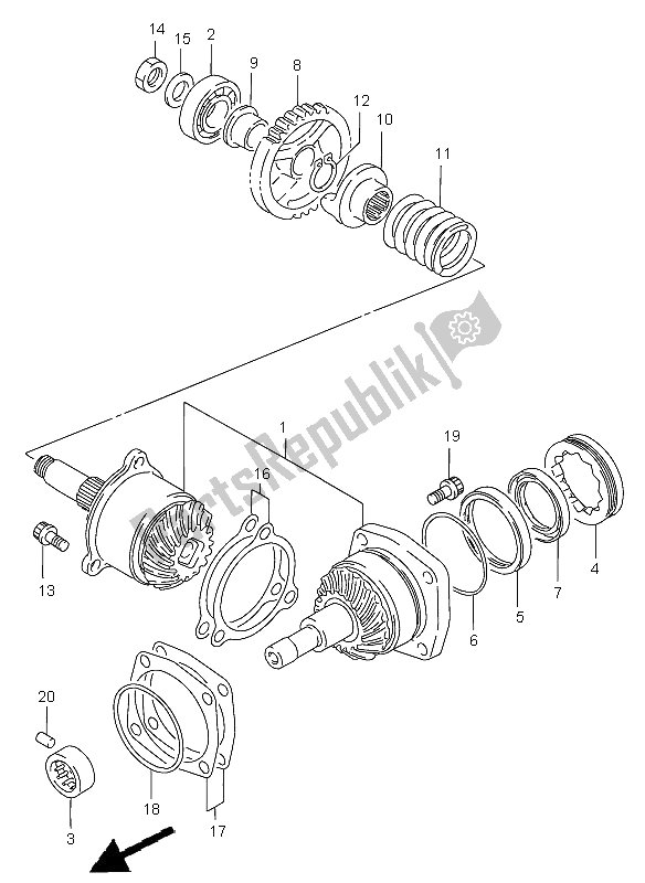 Todas as partes de Engrenagem De Transmissão Secundária do Suzuki VS 800 Intruder 2002