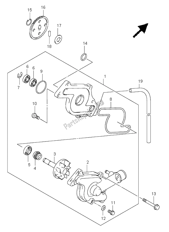 All parts for the Water Pump of the Suzuki SV 650 NS 2005