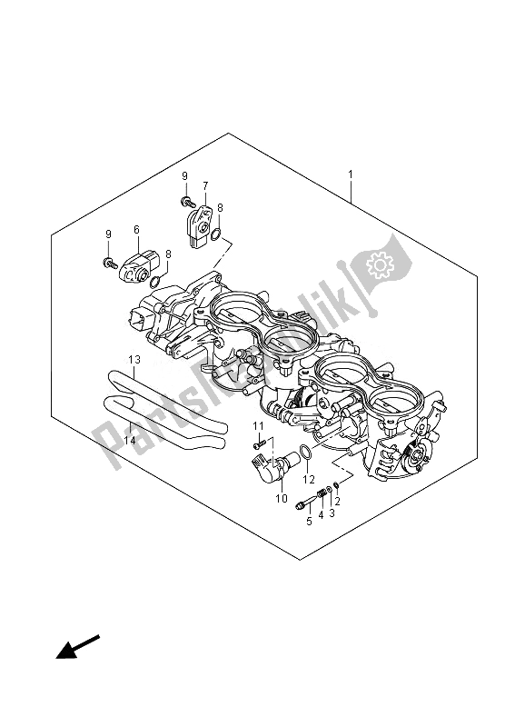 All parts for the Throttle Body (gsx-r750uf) of the Suzuki GSX R 750 2014