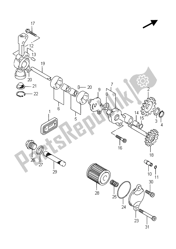 All parts for the Oil Pump of the Suzuki RMX 450Z 2015