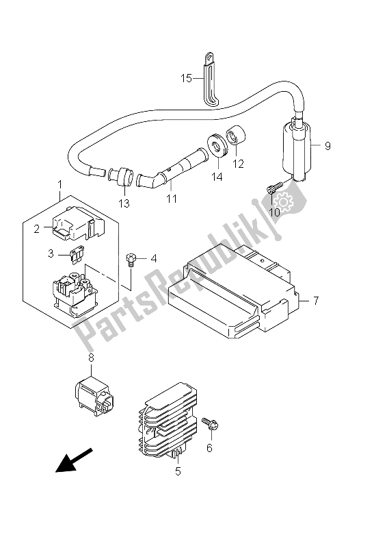 Alle onderdelen voor de Elektrisch van de Suzuki Burgman AN 400 AZA 2012