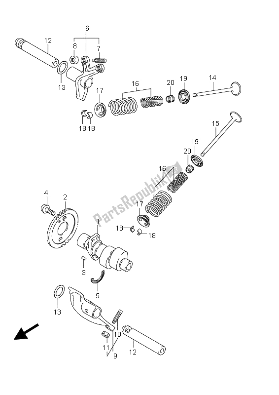 Tutte le parti per il Albero A Camme E Valvola del Suzuki UH 125 Burgman 2009