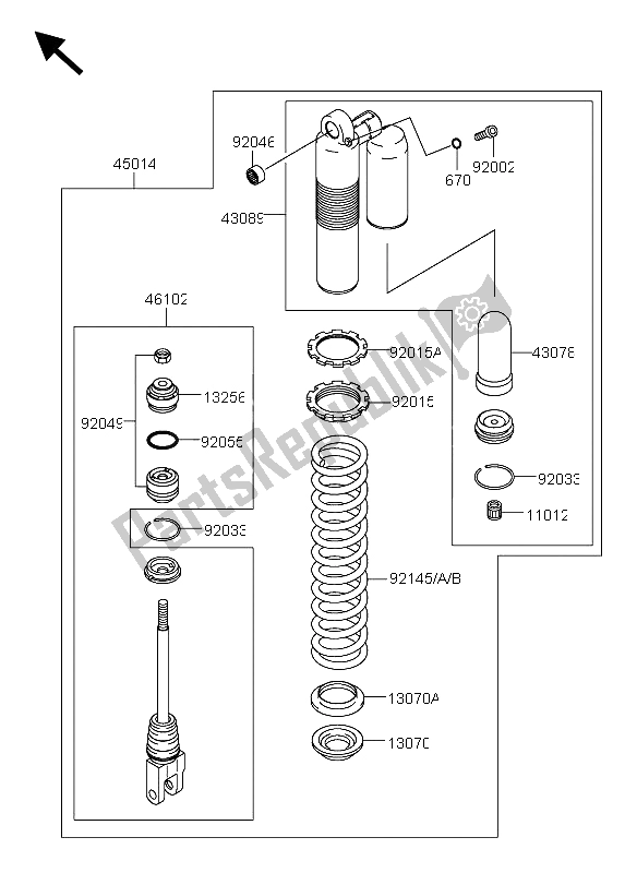 Todas as partes de Amortecedor do Suzuki RM Z 250 2004