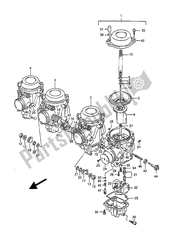 All parts for the Carburetor of the Suzuki GSX R 1100 1992