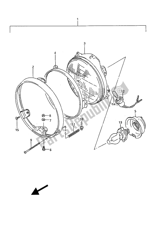 Tutte le parti per il Proiettore (e4-e16-e21-e22-e25-e34-e53) del Suzuki GSF 400 Bandit 1993