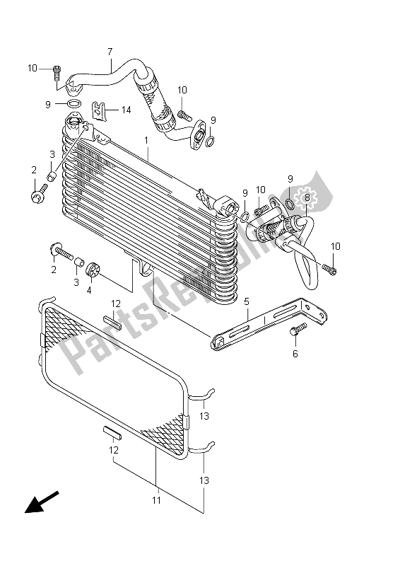 All parts for the Oil Cooler of the Suzuki GSX 1300R Hayabusa 2012