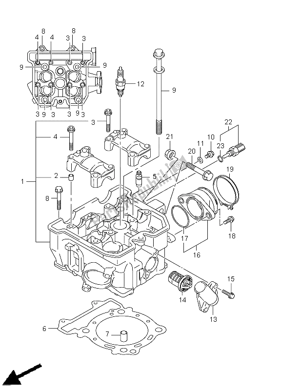 Alle onderdelen voor de Cilinderkop van de Suzuki LT Z 400Z Quadsport 2012