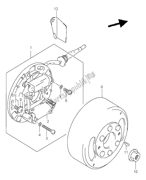 All parts for the Magneto of the Suzuki LT 80 Quadsport 2003