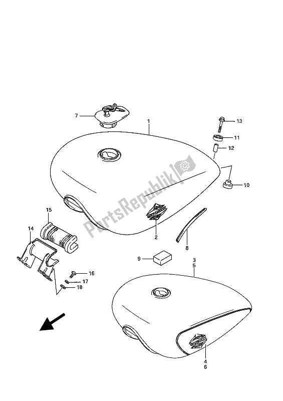 Toutes les pièces pour le Réservoir D'essence du Suzuki VS 1400 Glpf Intruder 1990