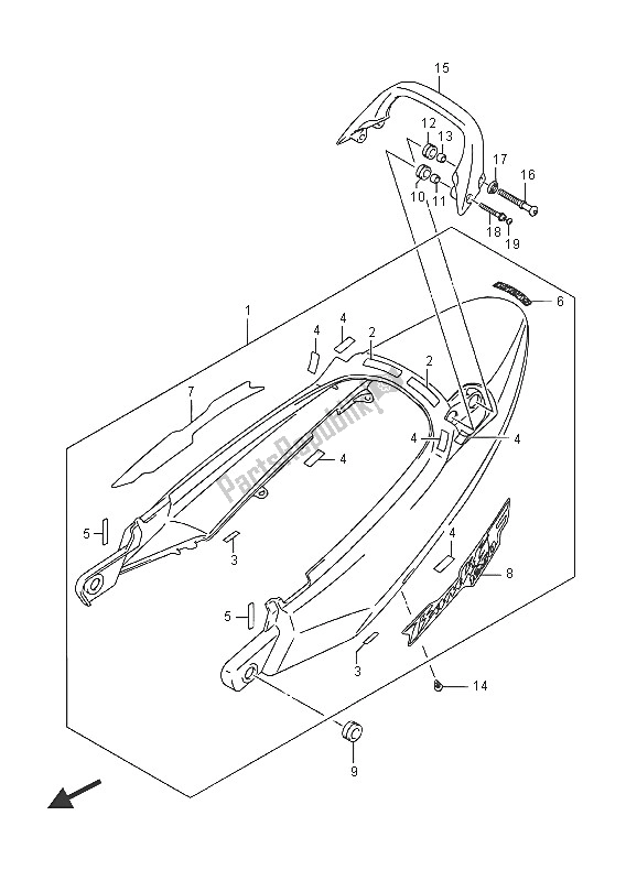 Tutte le parti per il Coprisella Posteriore del Suzuki GSX 1250 FA 2016