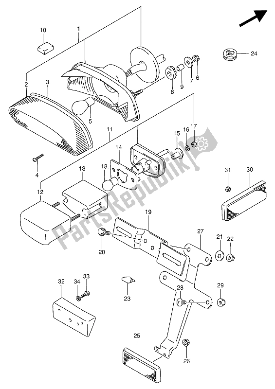 Toutes les pièces pour le Feu Arrière Combiné du Suzuki VX 800U 1994